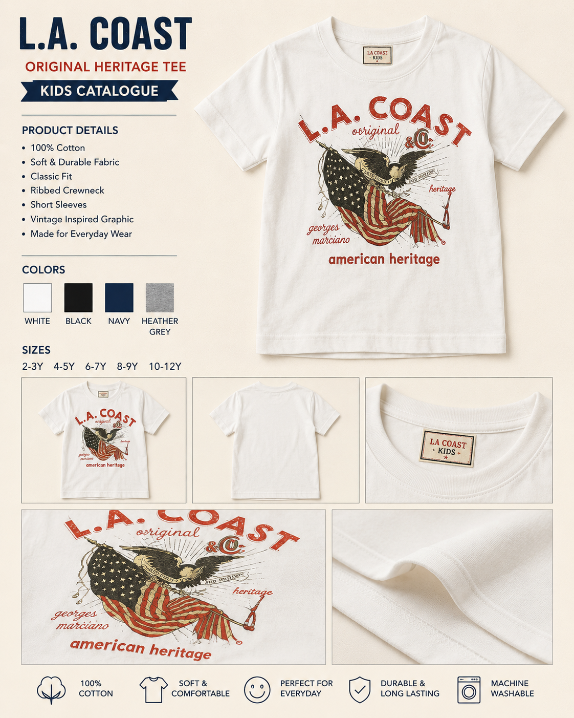 Georges Marciano Collection – L.A. Coast American Heritage Graphic T-Shirt | Boy Kids Category | Boutique LH Montréal