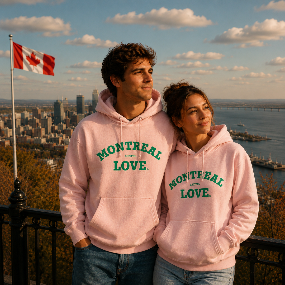 Montréal Love Hoodie – Pink LHotel Souvenir Unisex Sweatshirt | Boutique LH Montréal