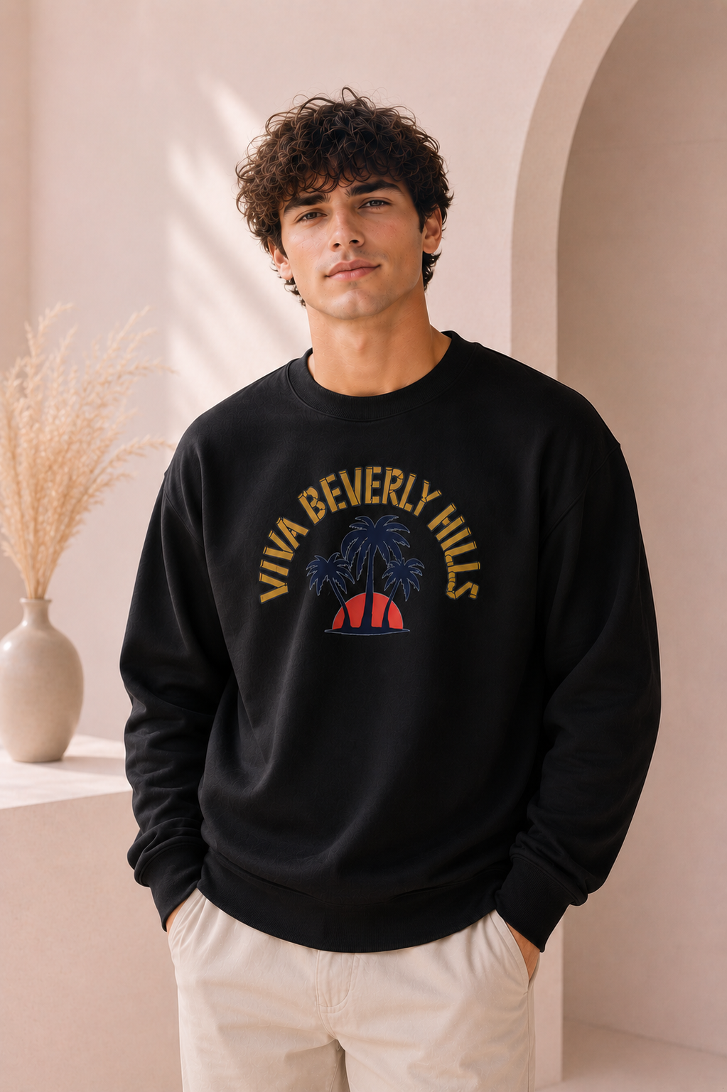 Viva Beverly Hills Palm Sunset Graphic Crewneck Sweatshirt | Men Category | Boutique LH Montréal