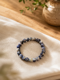 Blue Natural Stone Beaded Stretch Bracelet | Boutique LH Montréal