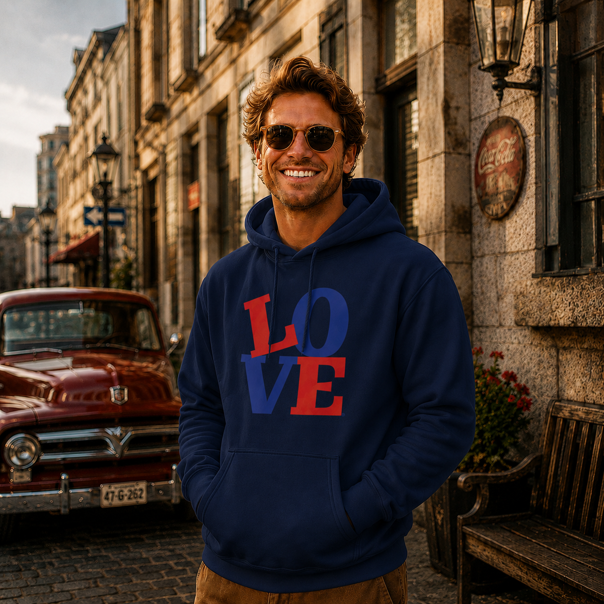 Zoe Unisex Hoodie – Bold LOVE Typography | Boutique LH Montréal