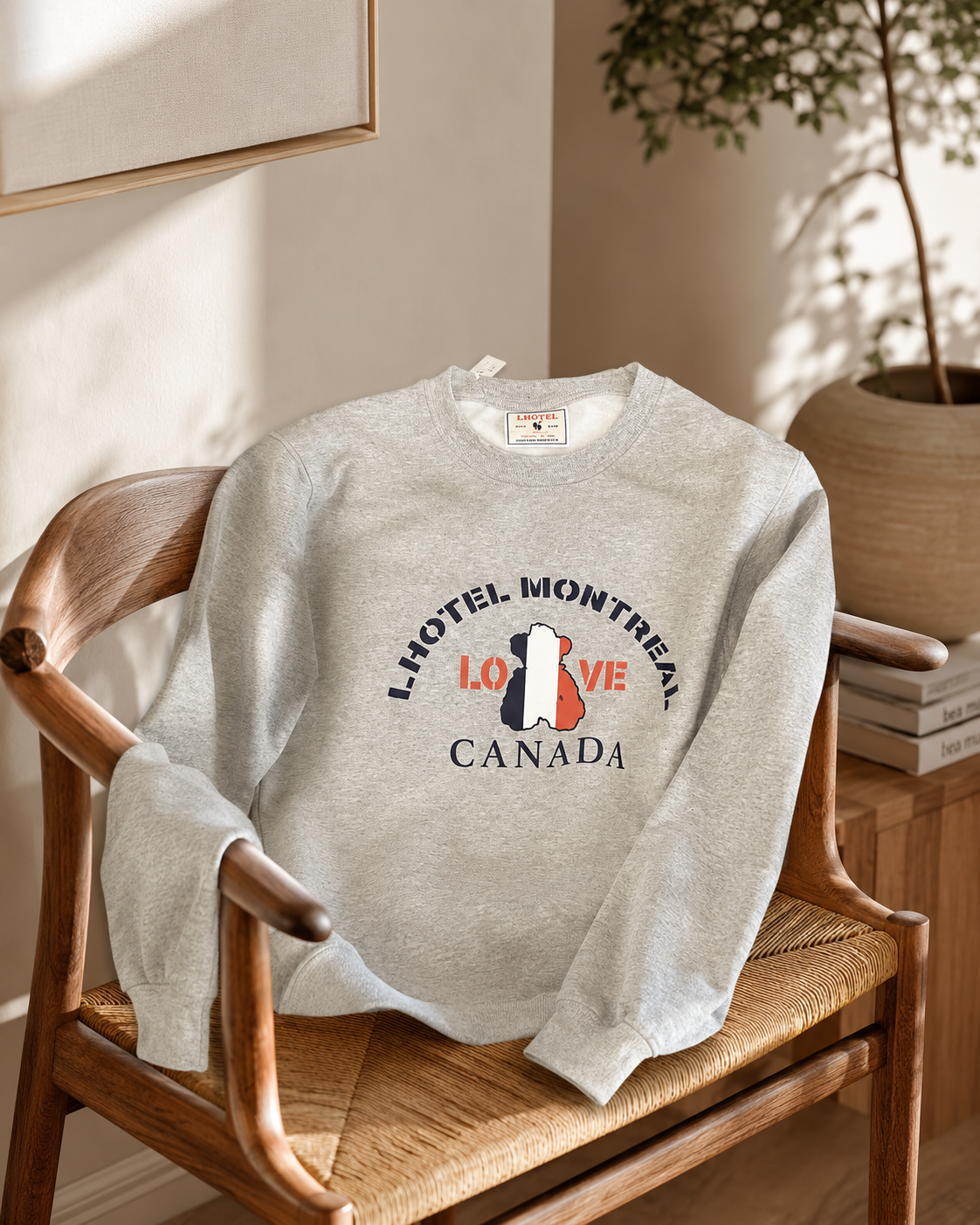 LHotel Montréal LOVE Canada Heritage Crewneck Sweatshirt | Heather Grey