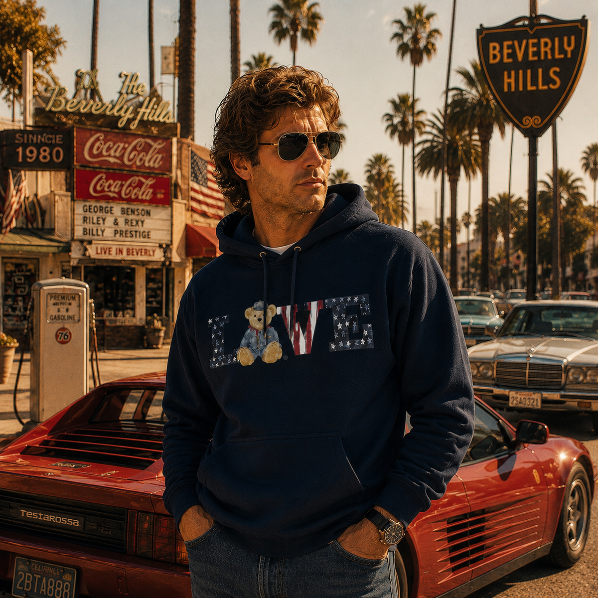 Alma Unisex Hoodie – LOVE Bear Stars & Stripes | Boutique LH Montréal