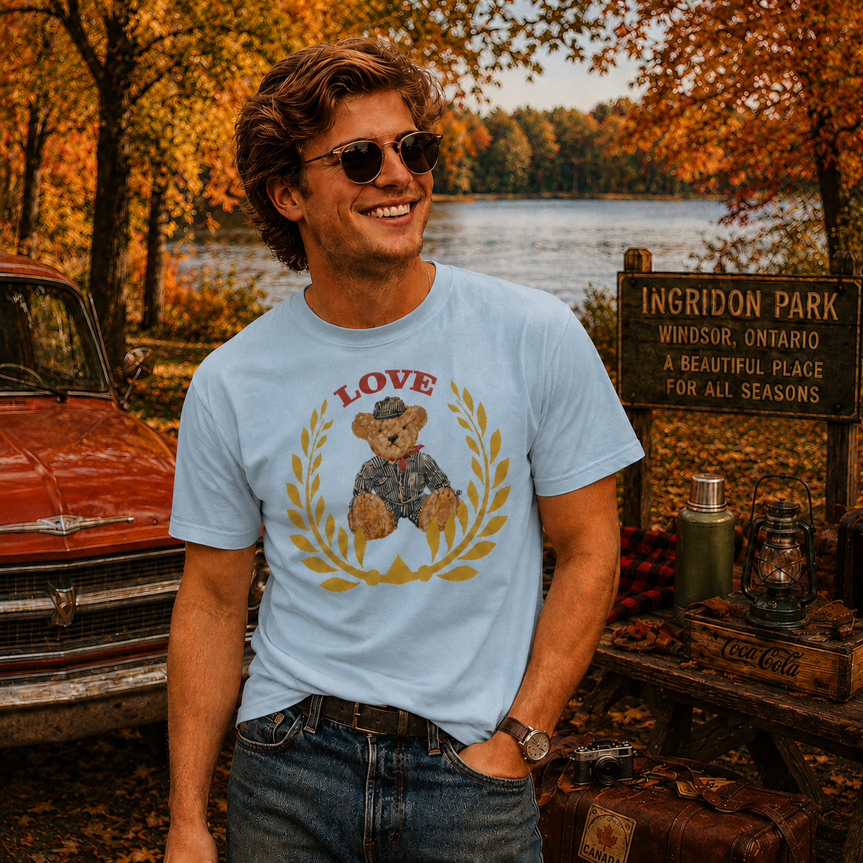 Emma Unisex T-Shirt – LOVE Crest Bear White | Boutique LH Montréal