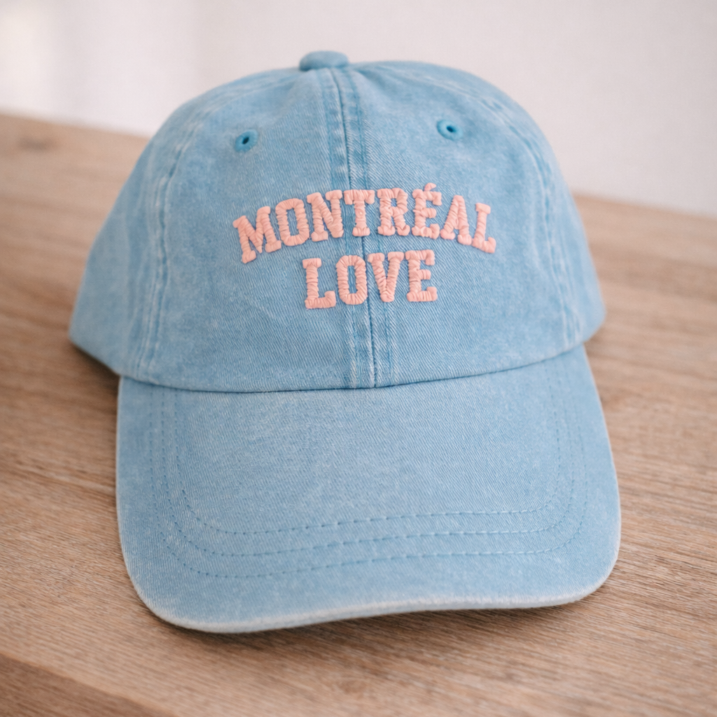 Montréal Love Puff Print Cap – Baby Blue | Boutique LH Montréal