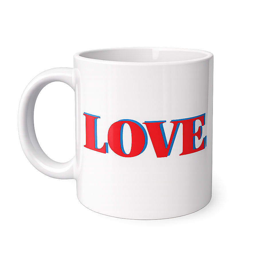 LOVE Bold Red Mug – Classic Typography Ceramic Coffee Mug | Boutique LH Montréal