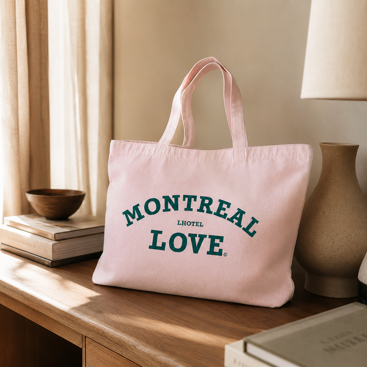 Cooper Tote Bag – Montréal Love Offwhite Cotton Canvas | Boutique LH Montréal