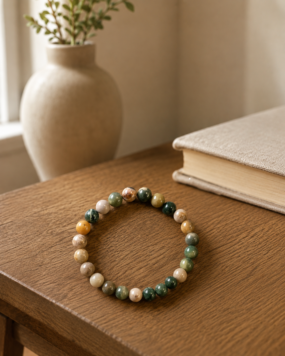 Natural Gemstone Beaded Bracelet – Forest Harmony | Boutique LH Montréal