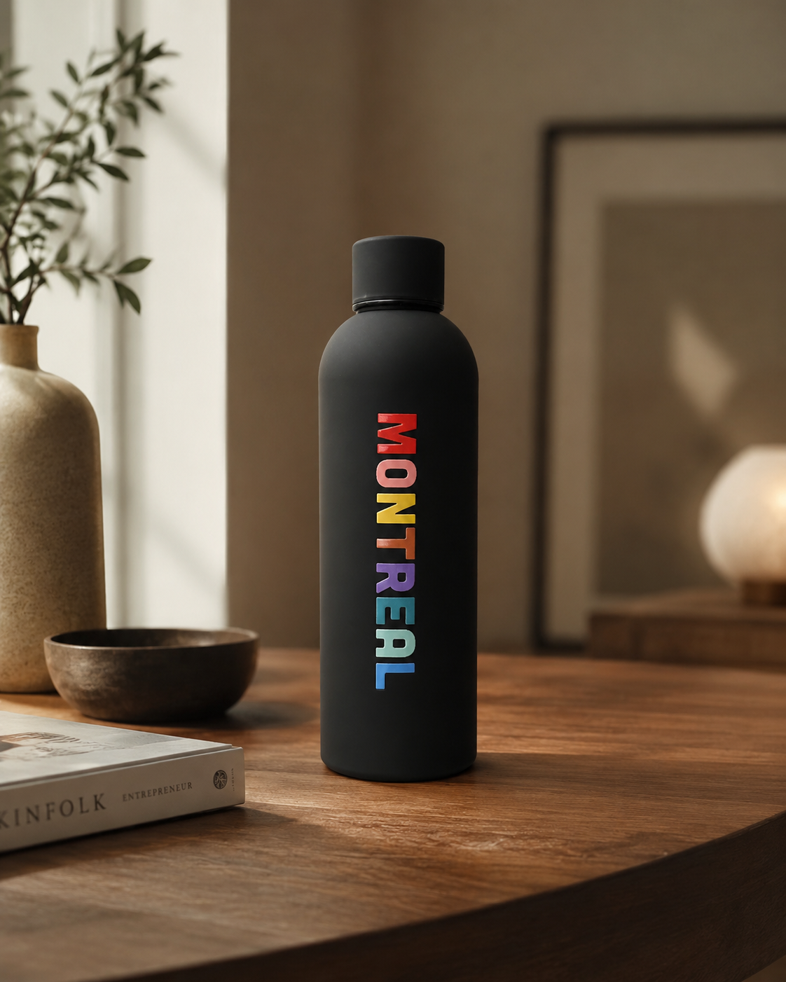Montreal Rainbow Stainless Steel Water Bottle – Black Edition | Boutique LH Montréal