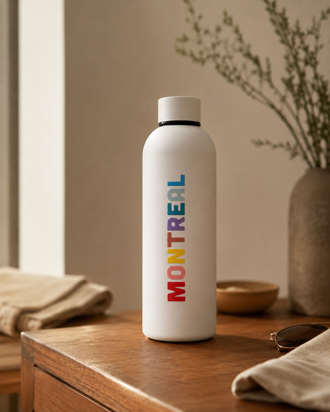 Montreal Rainbow Stainless Steel Water Bottle – White Edition | Boutique LH Montréal
