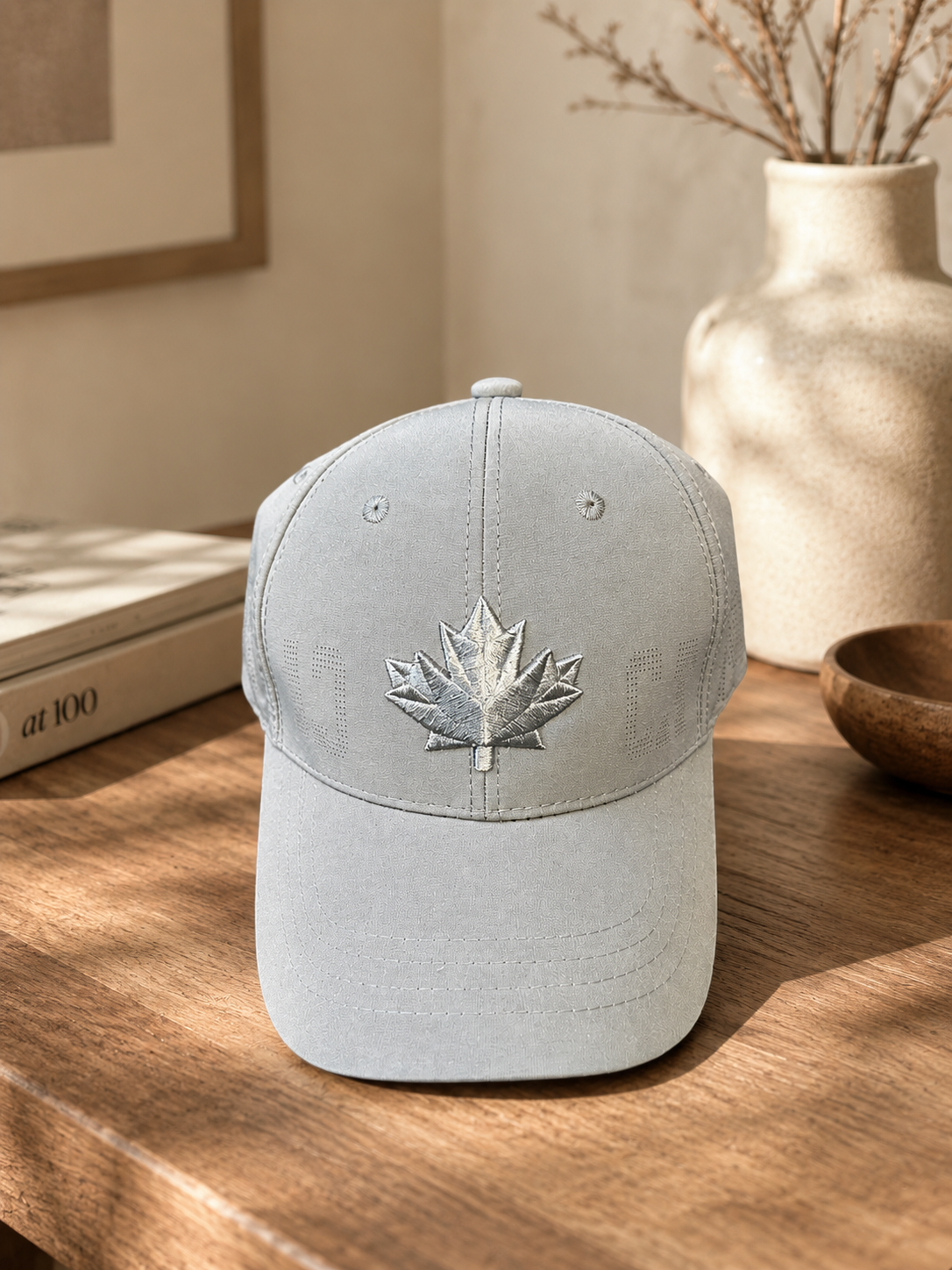 Canada Maple Leaf Cap – Ice Grey Tonal Embroidered Performance Hat | Boutique LH Montréal