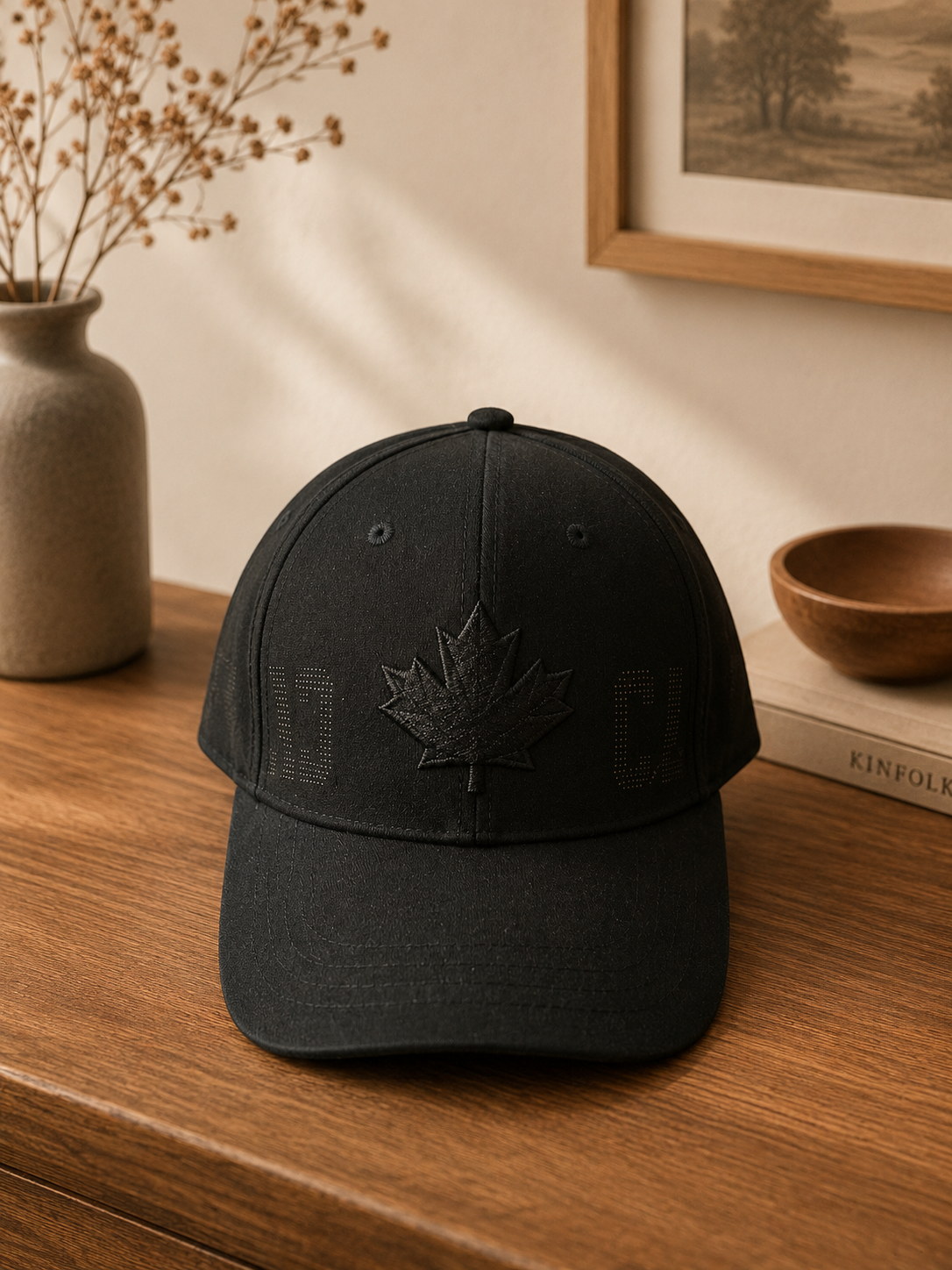 Canada Maple Leaf Cap – Black Tonal Embroidered Performance Hat | Boutique LH Montréal