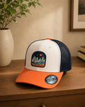 Kids Montreal Night Skyline Trucker Cap – Orange & Navy Edition | Boutique LH Montréal
