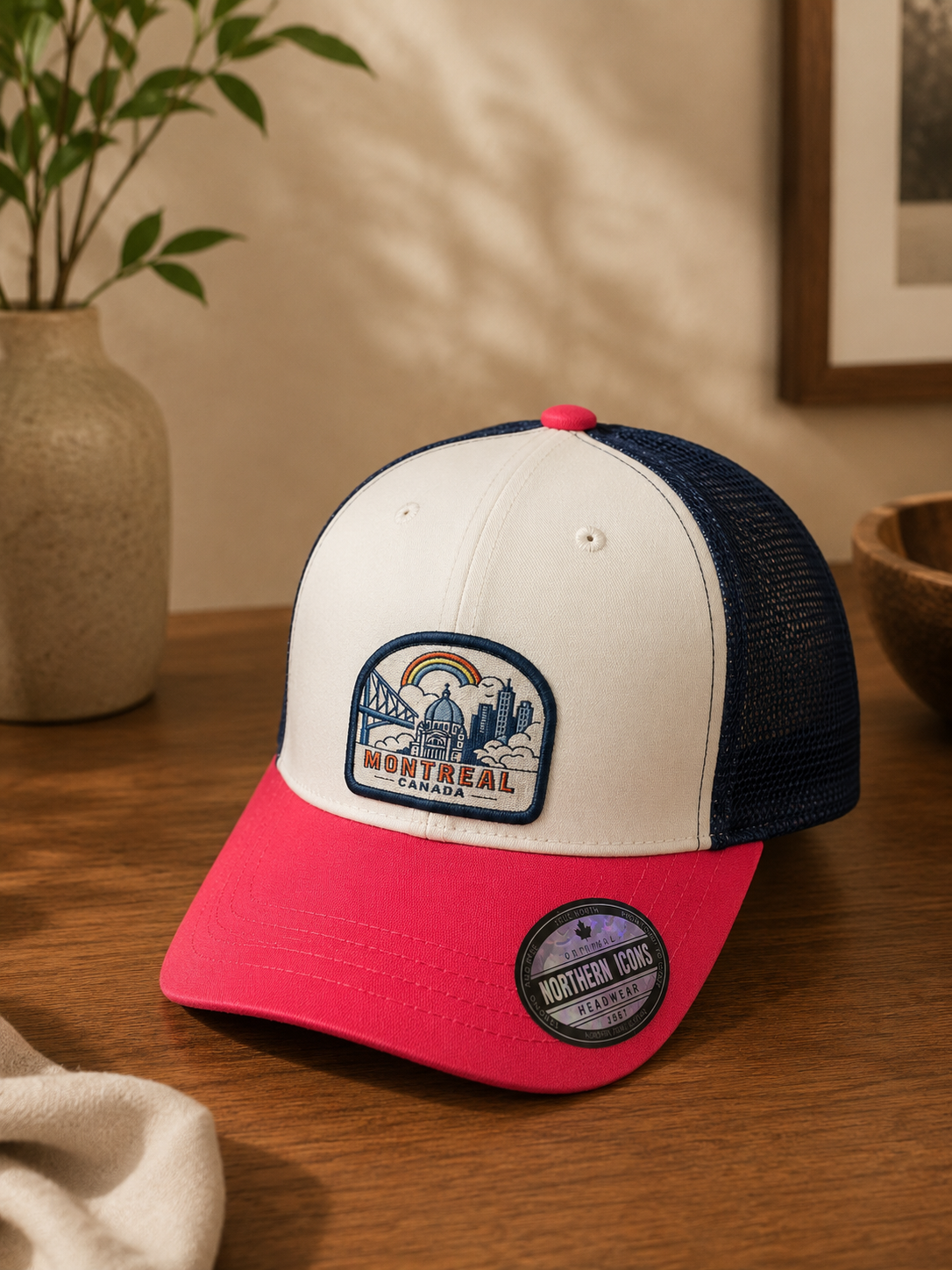 Kids Montreal Canada Trucker Cap – Pink & Navy Edition | Boutique LH Montréal