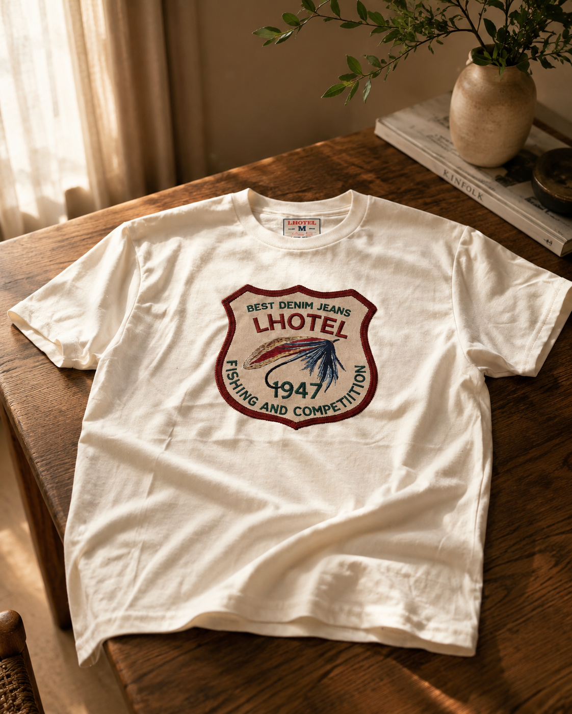 LHotel 1947 Heritage Fishing T-Shirt – Natural Cream | Boutique LH Montréal