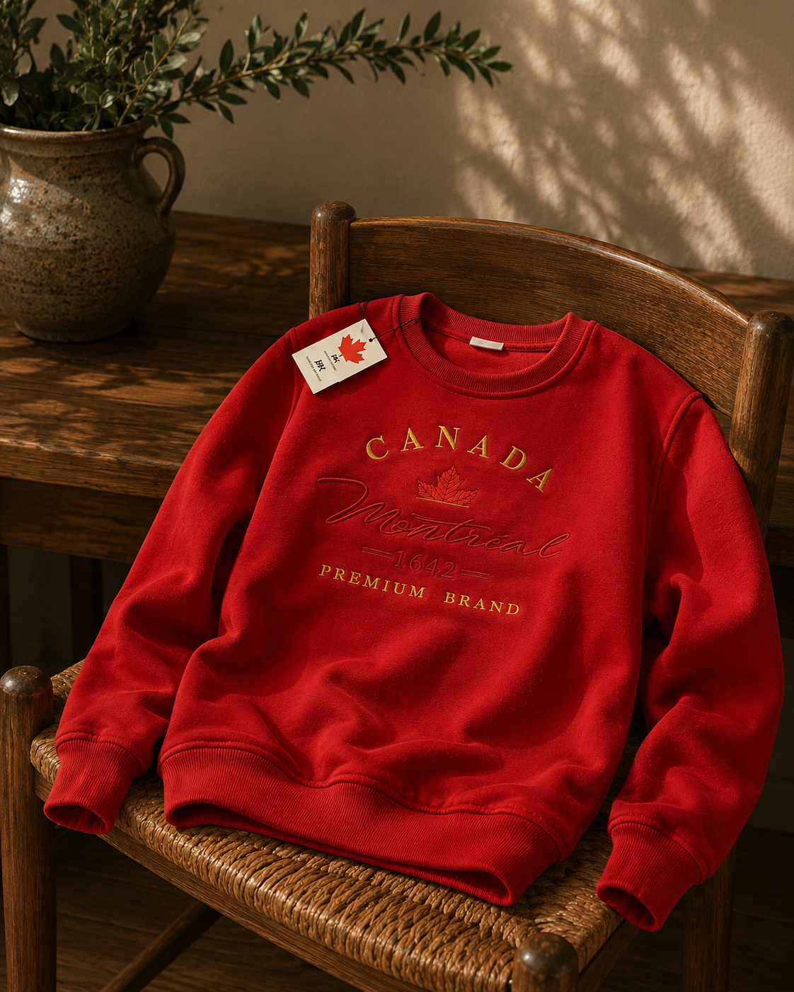 Canada Montréal 1642 Premium Brand Crewneck – Red | Boutique LH Montréal