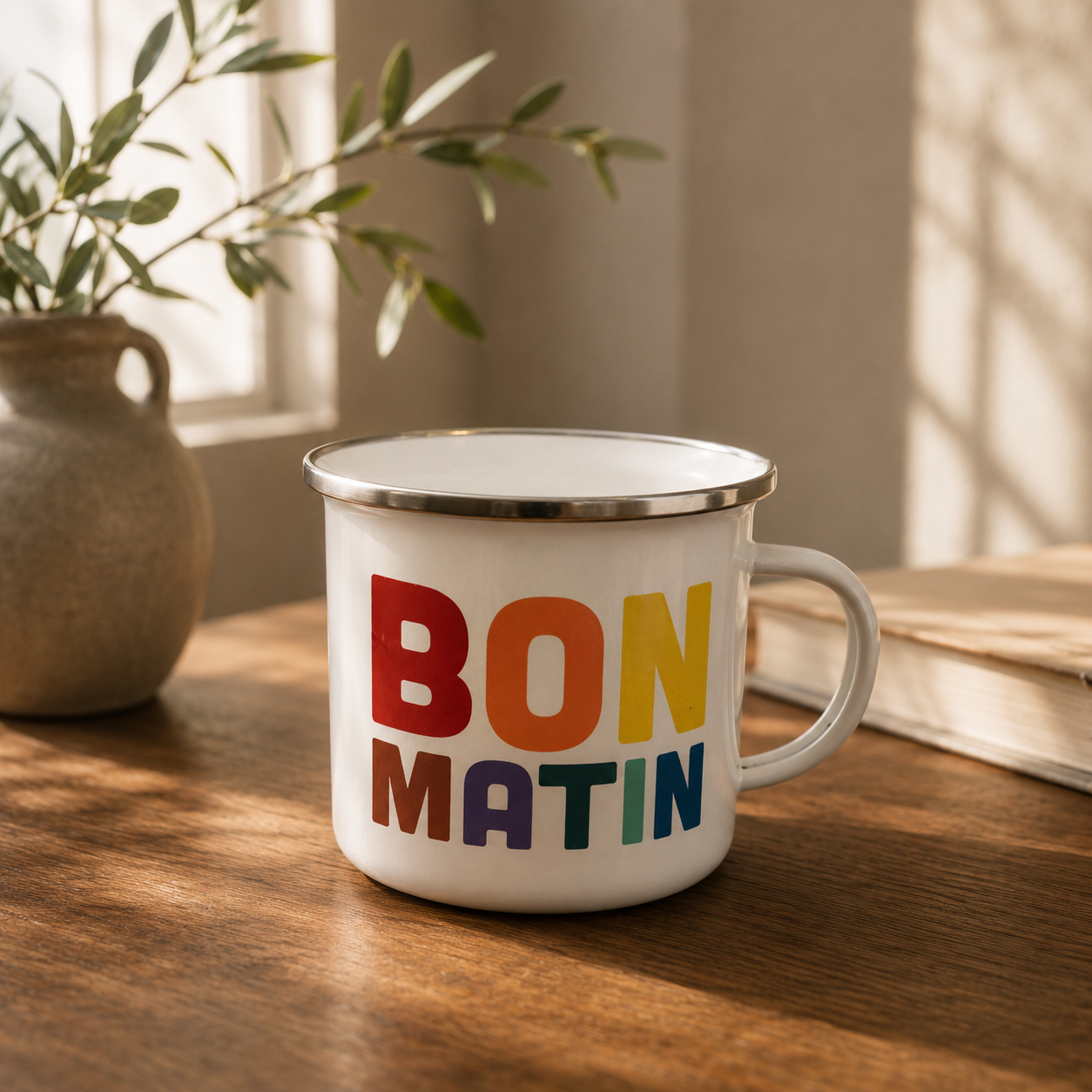 Bon Matin Enamel Camp Mug | Boutique LH Montréal