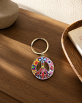 Canada Peace Sign Floral Enamel Keychain – Colorful Souvenir | Boutique LH Montréal
