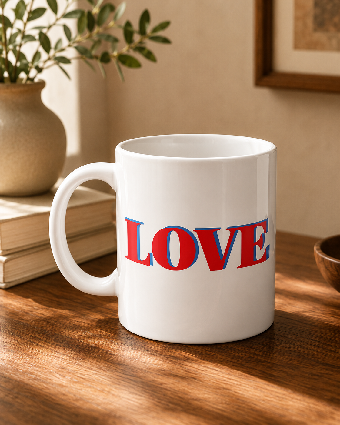 LOVE Bold Red Mug – Classic Typography Ceramic Coffee Mug | Boutique LH Montréal