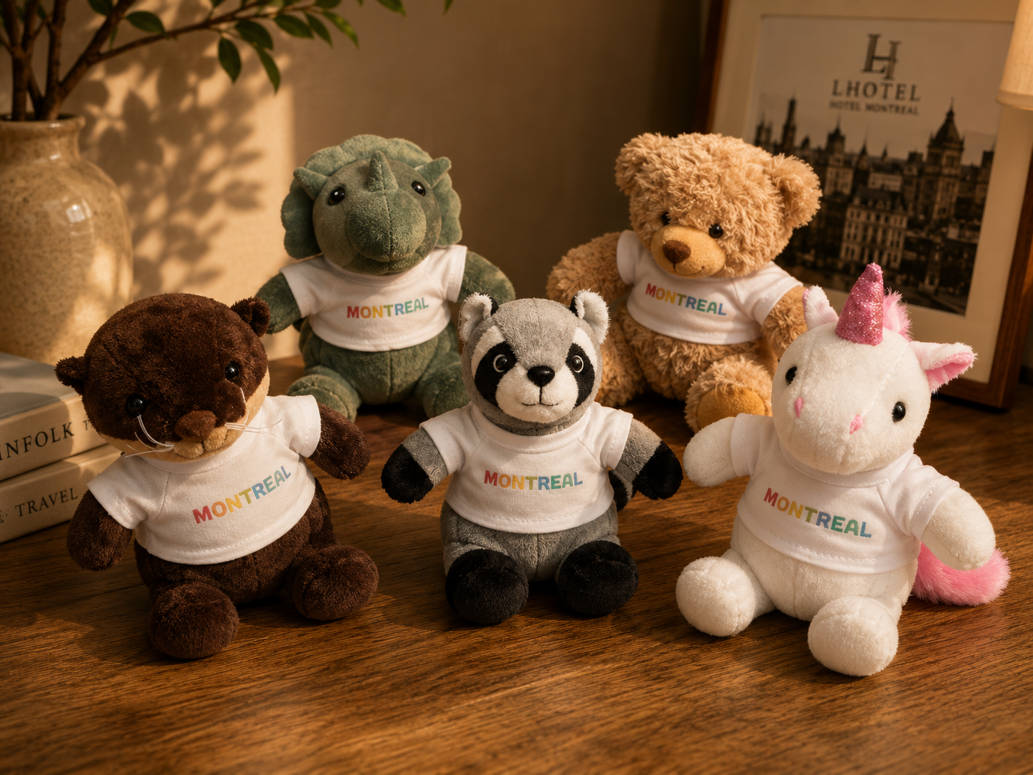 Stuffed Animals with Montréal t-shirts