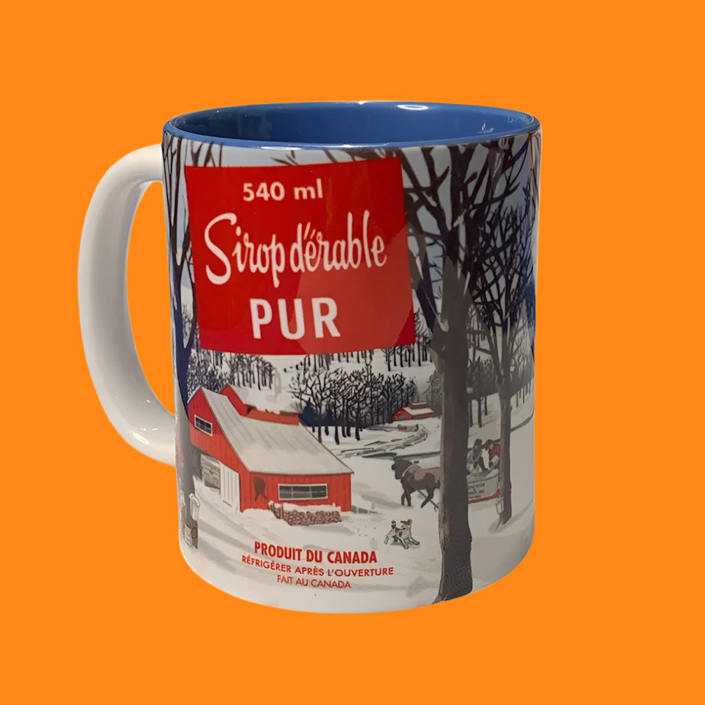 Mug with a label on a white background