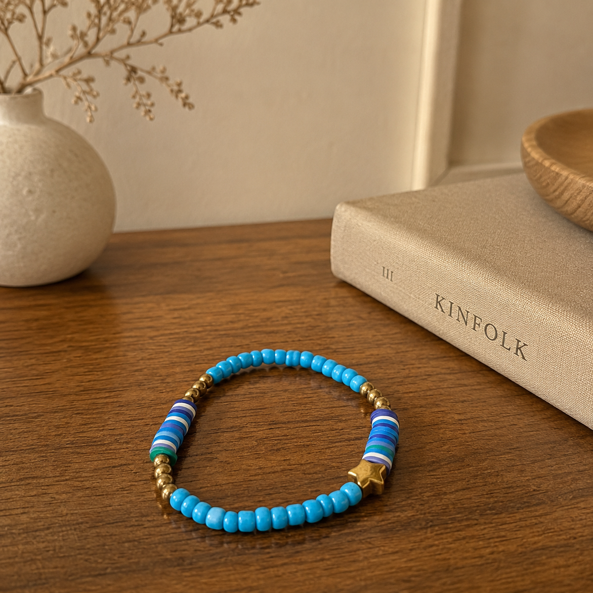Stretch Star Beaded Bracelet – Turquoise Blue | Boutique LH Montréal