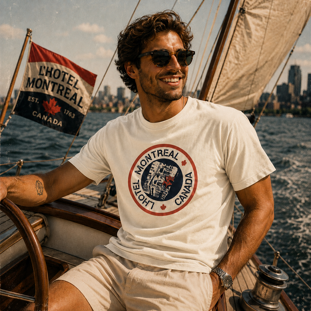 Hotel Montréal Heritage Badge T-Shirt| Boutique LH Montréal