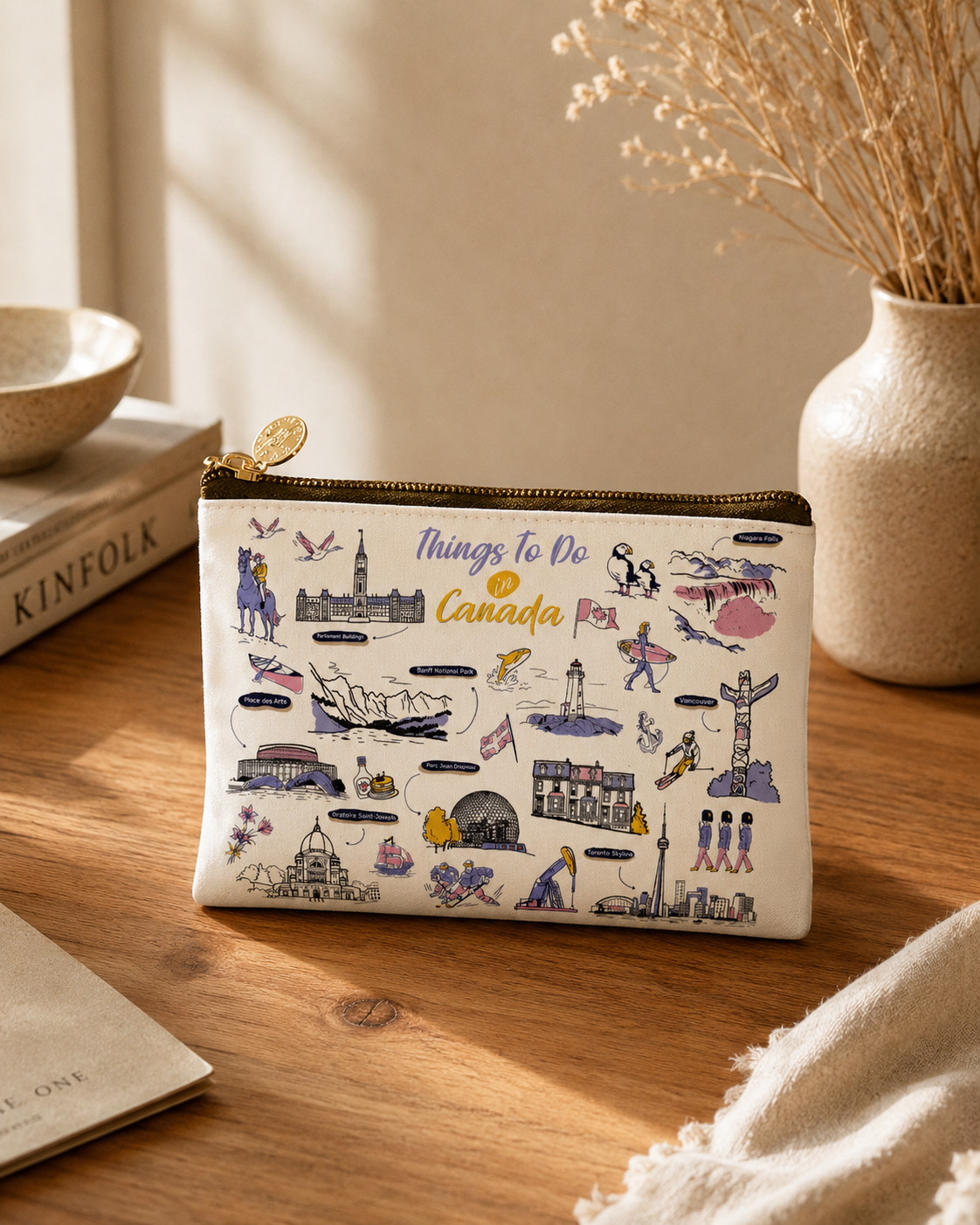 Things to Do in Canada Pouch – Travel Illustration | Boutique LH