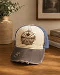 Canada True North Heritage Trucker Cap – Distressed Blue & Natural | Boutique LH Montréal