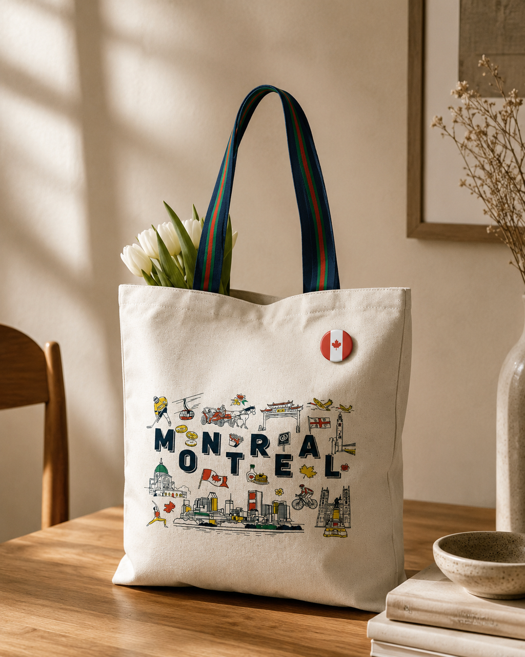 Montréal Illustrated Canvas Tote – City Landmarks | Boutique LH