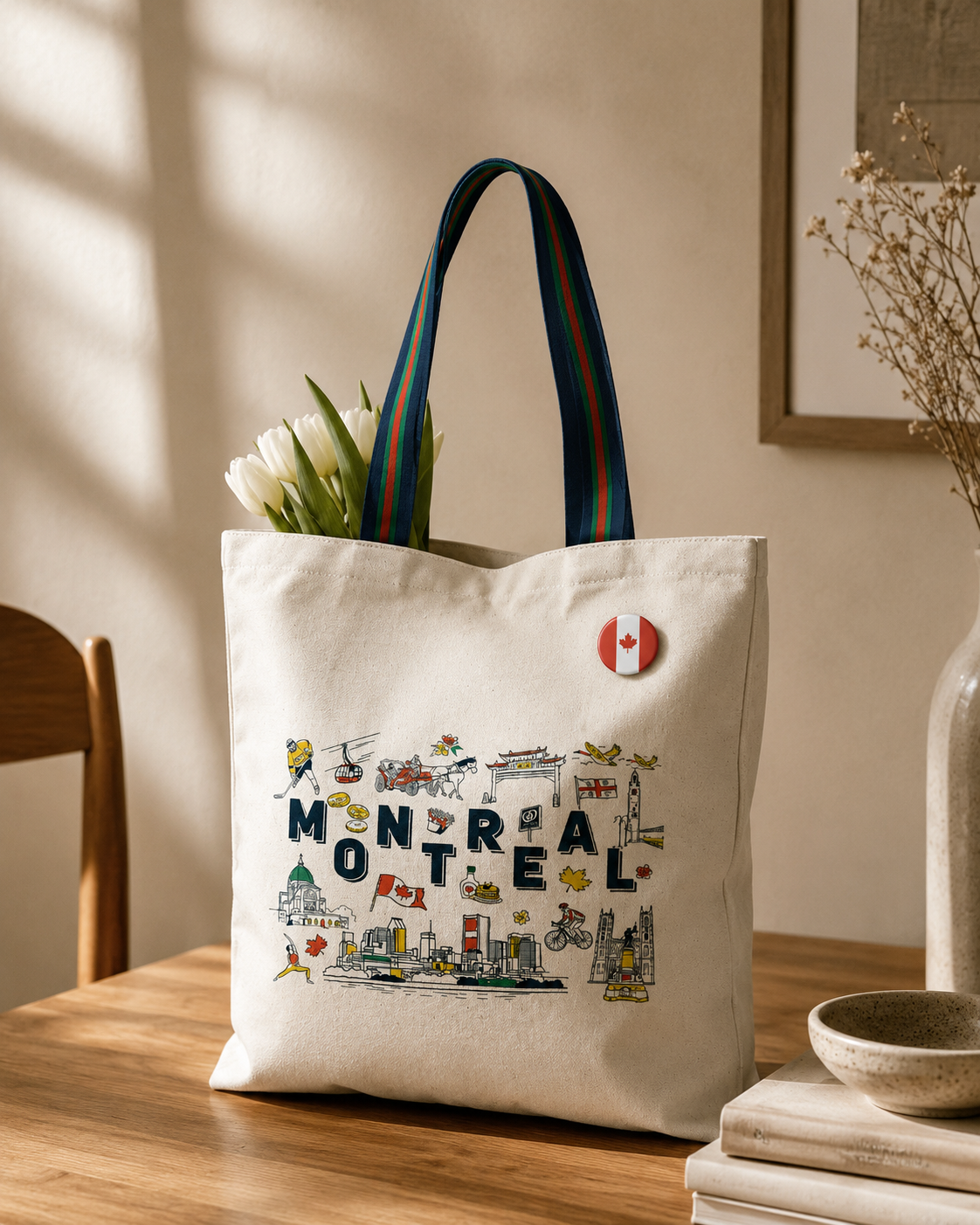 Montréal Illustrated Canvas Tote – City Landmarks | Boutique LH