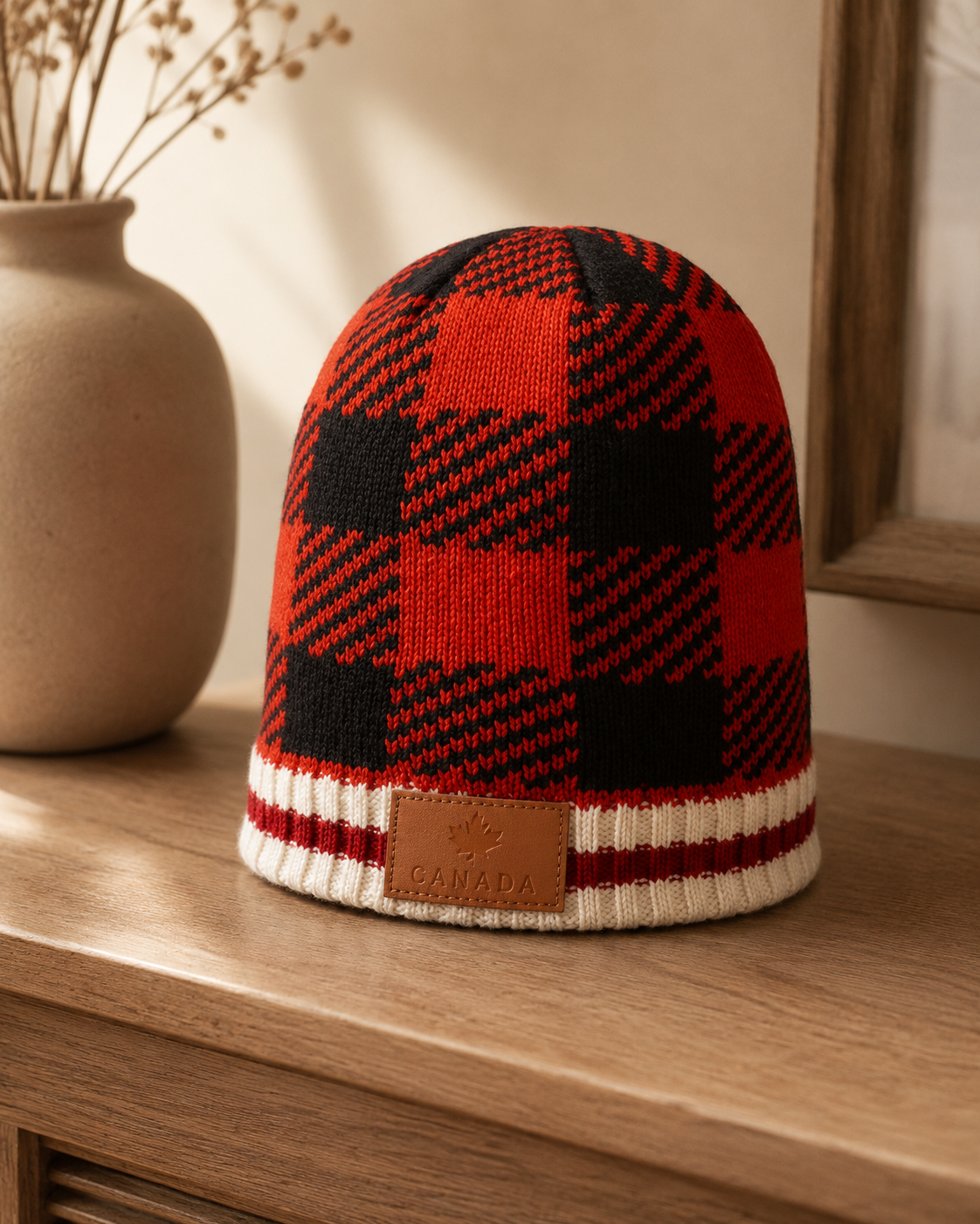 Buffalo Check Beanie – Red & Black | Boutique LH Montréal