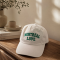 Montréal LOVE Embroidered Baseball Cap | White Cotton Dad Hat | Boutique LH Montréal