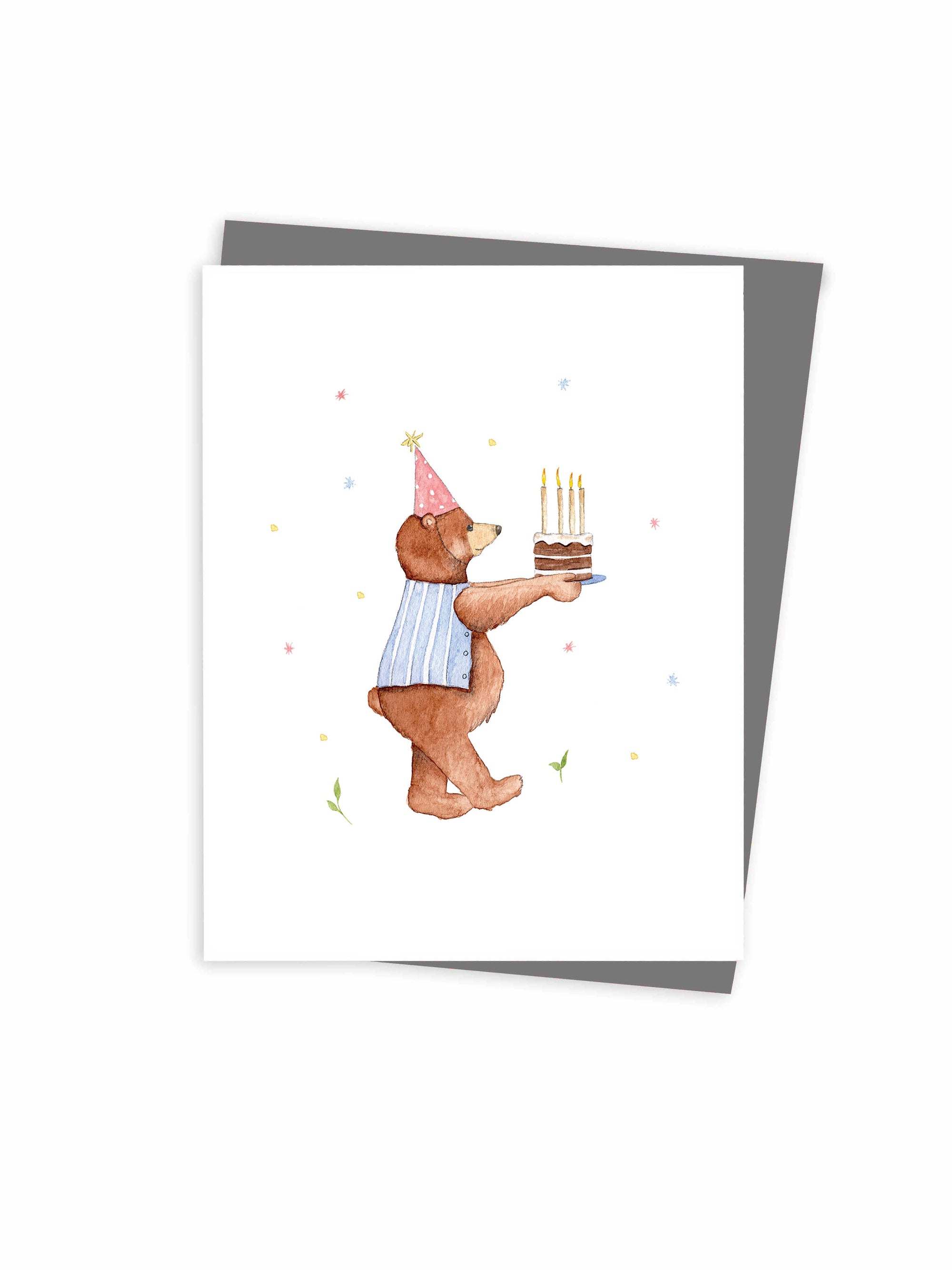 The bear brings the cake, Greeting Card