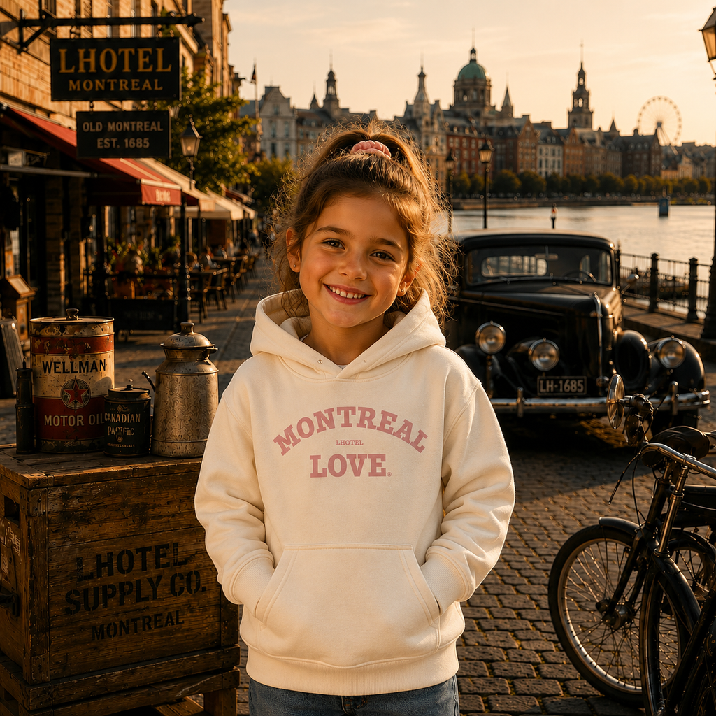 Montreal Love White Graphic Hoodie | Kids Category | Boutique LH Montréal