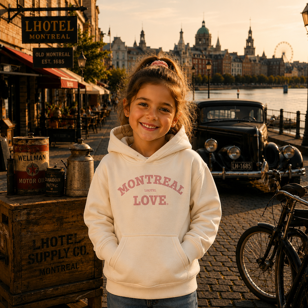 Montreal Love White Graphic Hoodie | Kids Category | Boutique LH Montréal