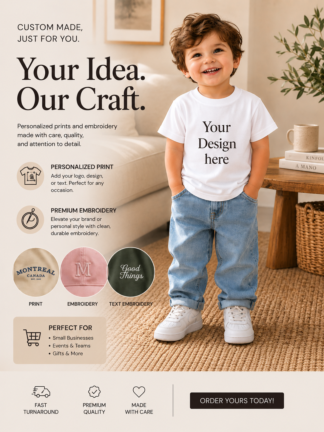 Personalized Custom T-shirt for Kids – Sublimation or Embroidery | Boutique LH Montréal