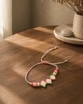 Adjustable Strawberry Beaded Bracelet – Pink Cord | Boutique LH Montréal