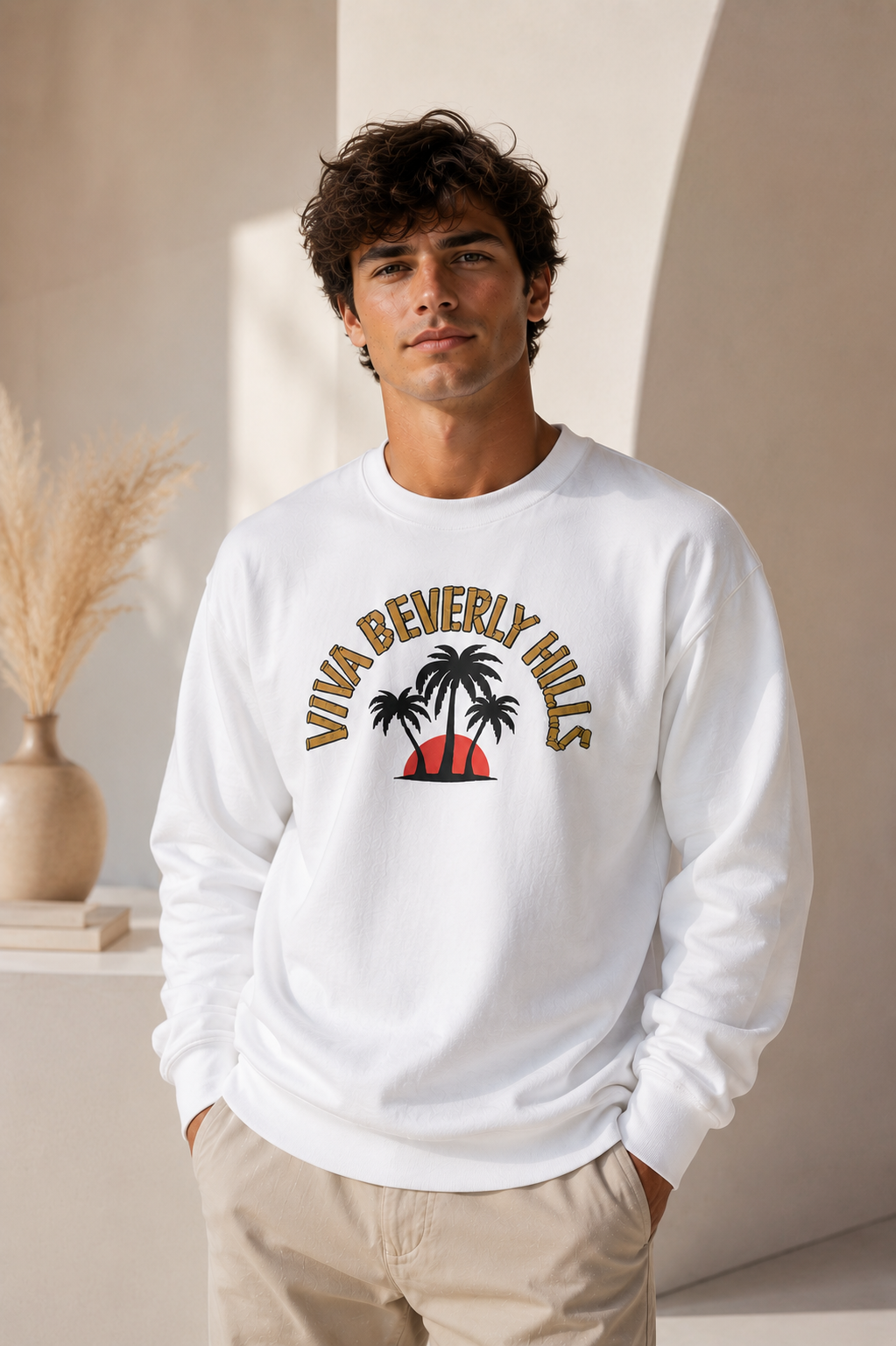 Viva Beverly Hills Palm Sunset Graphic Crewneck Sweatshirt | Men Category | Boutique LH Montréal