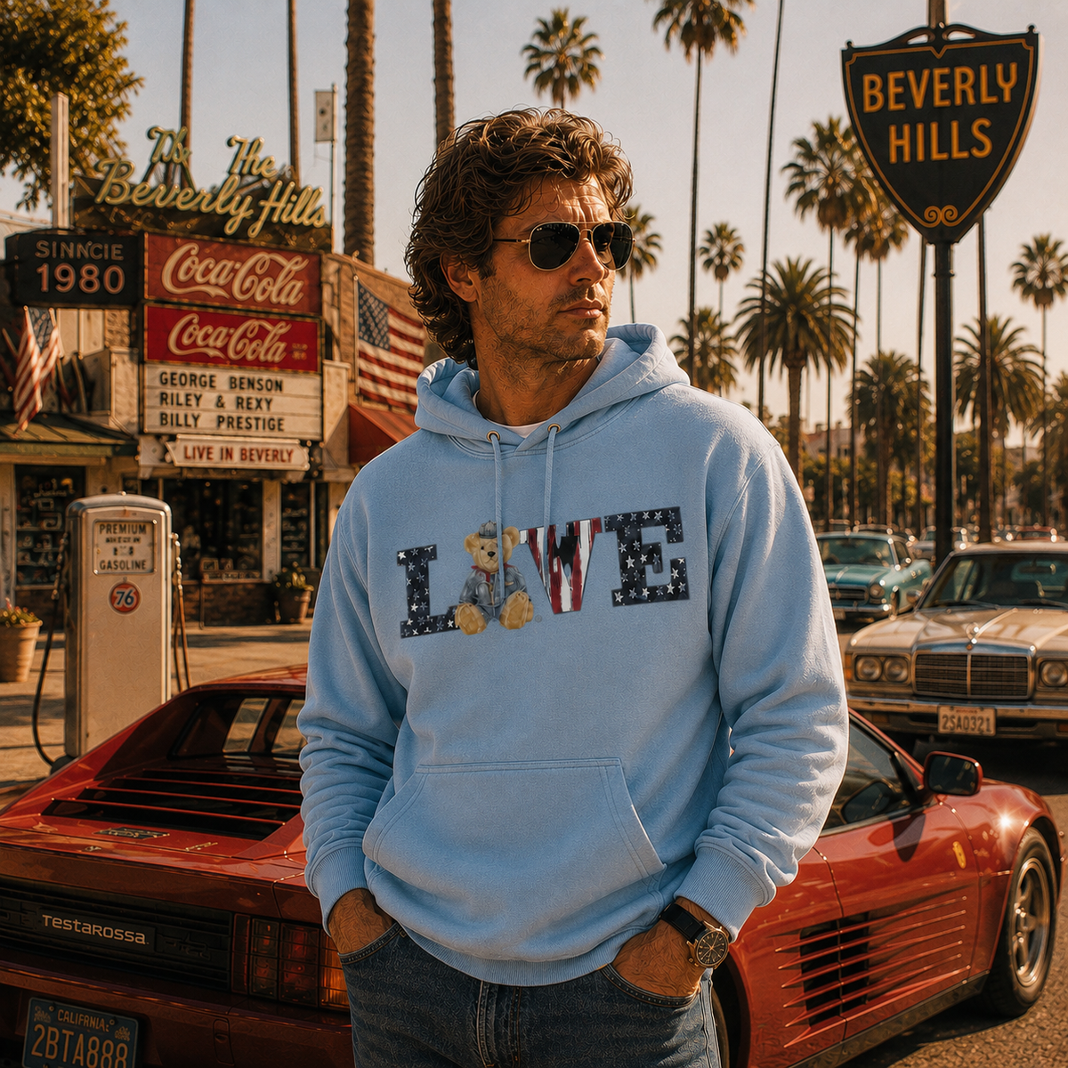 Alma Unisex Hoodie – LOVE Bear Stars & Stripes | Boutique LH Montréal