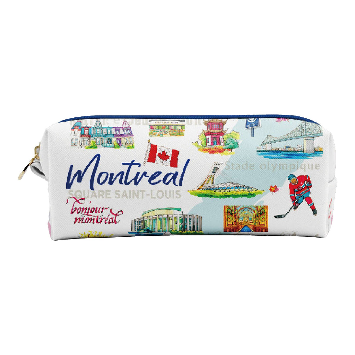 Trousse à Crayons Montréal – Sac Organisateur de Papeterie de Voyage Illustrant les Monuments de la Ville : AW1602MTL