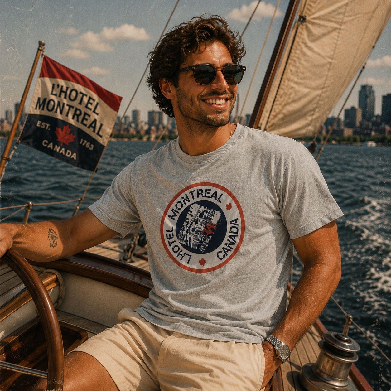 Hotel Montréal Heritage Badge T-Shirt| Boutique LH Montréal