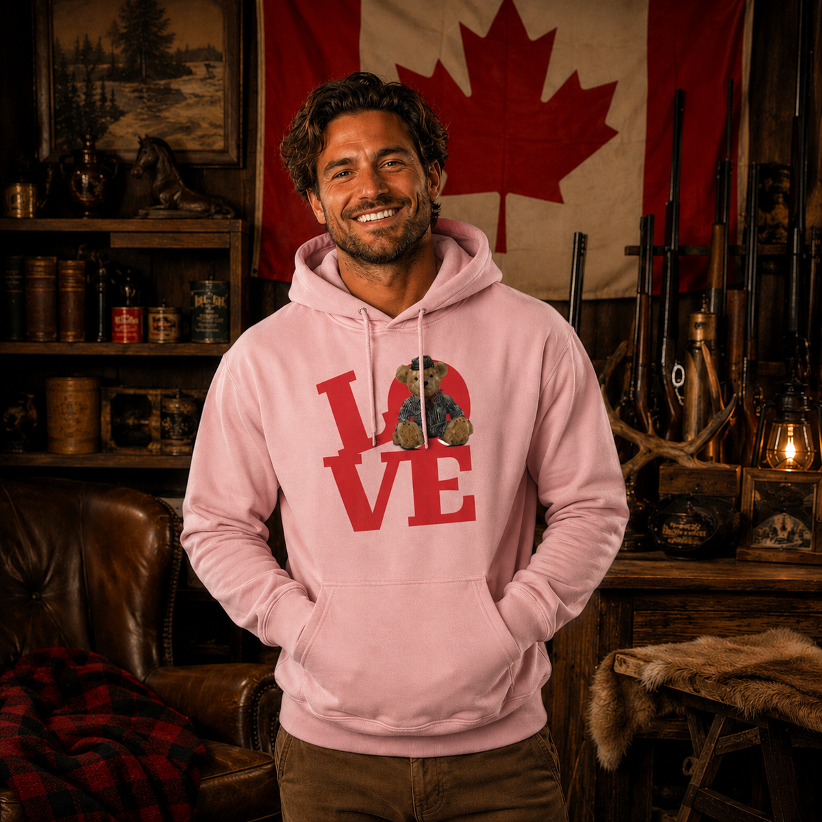 Sacha Unisex Hoodie – LOVE Square Teddy Bear | Boutique LH Montréal