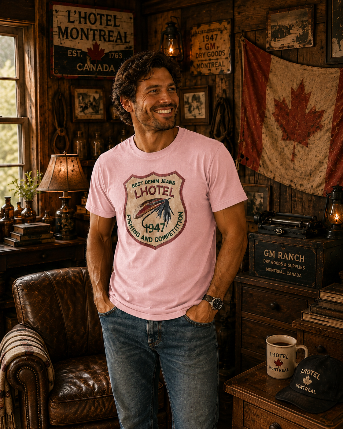 LHotel 1947 Heritage Fishing T-Shirt – Natural Cream | Boutique LH Montréal