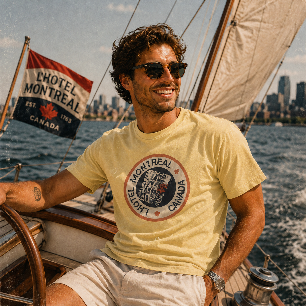 Hotel Montréal Heritage Badge T-Shirt| Boutique LH Montréal