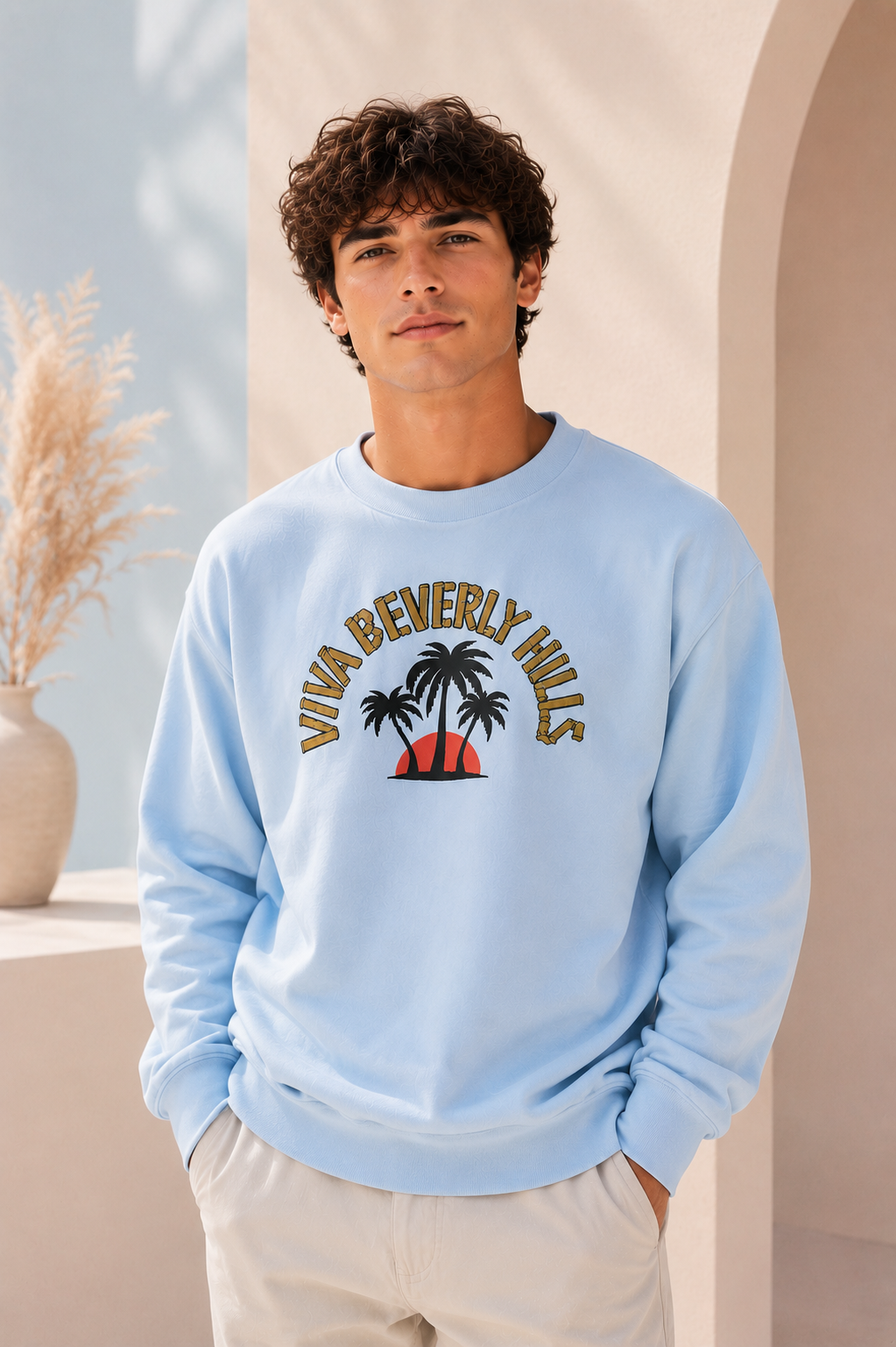 Viva Beverly Hills Palm Sunset Graphic Crewneck Sweatshirt | Men Category | Boutique LH Montréal