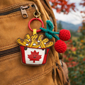 Porte-clés pendentif frites feuille d'érable canadienne