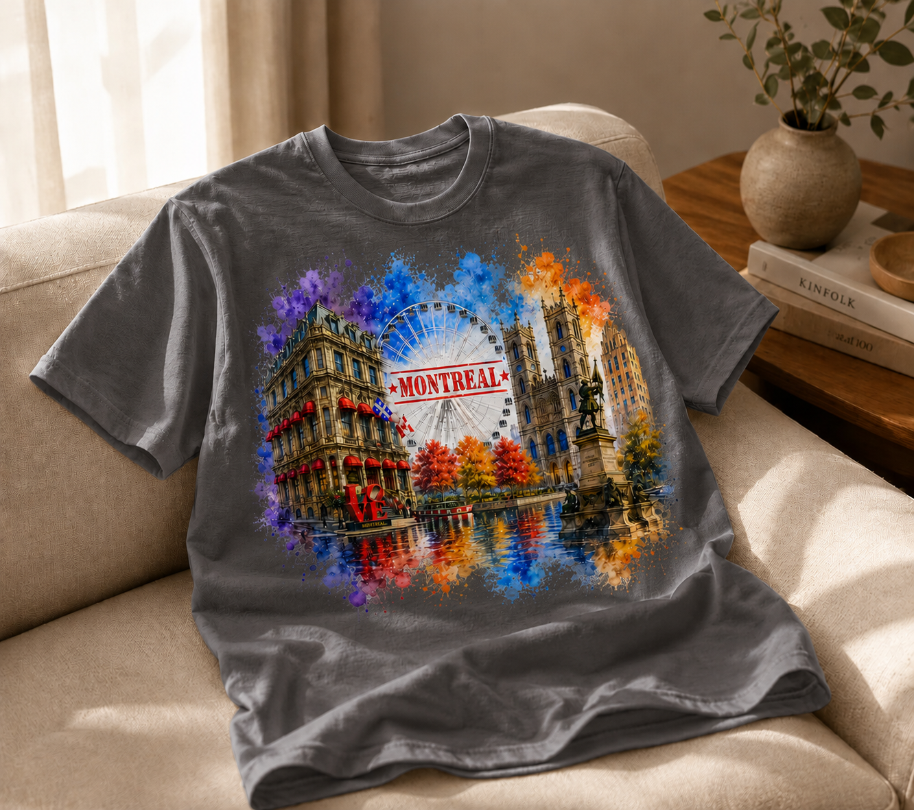 Montréal Aquarelle T-Shirt – Cityscape Art Souvenir | Boutique LH Montréal