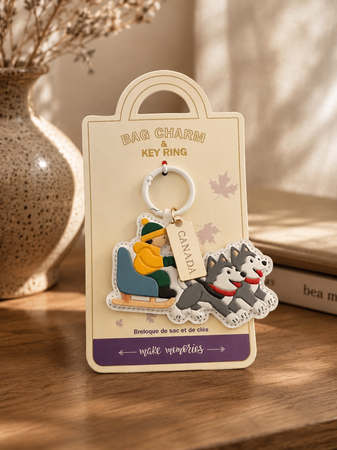 Canada Husky Dog Sled Bag Charm & Key Ring