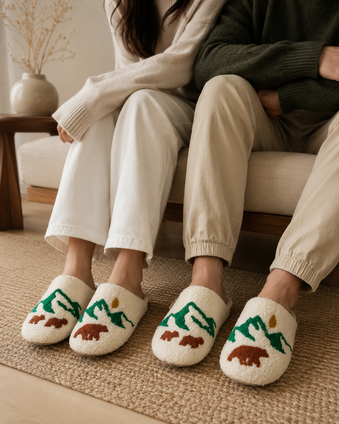 Canadian Mountain & Bear Sherpa Slippers | Boutique LH Montréal